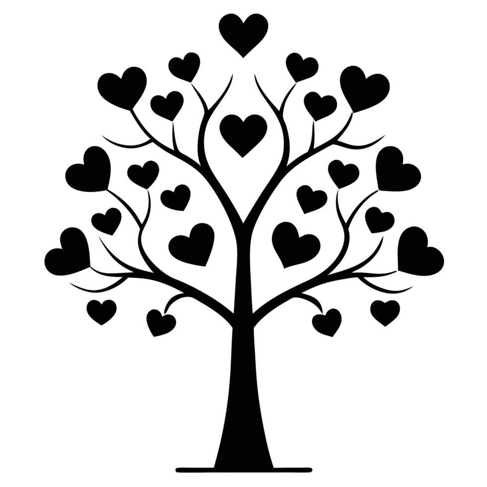 Whimsical tree with hearts graphic vector