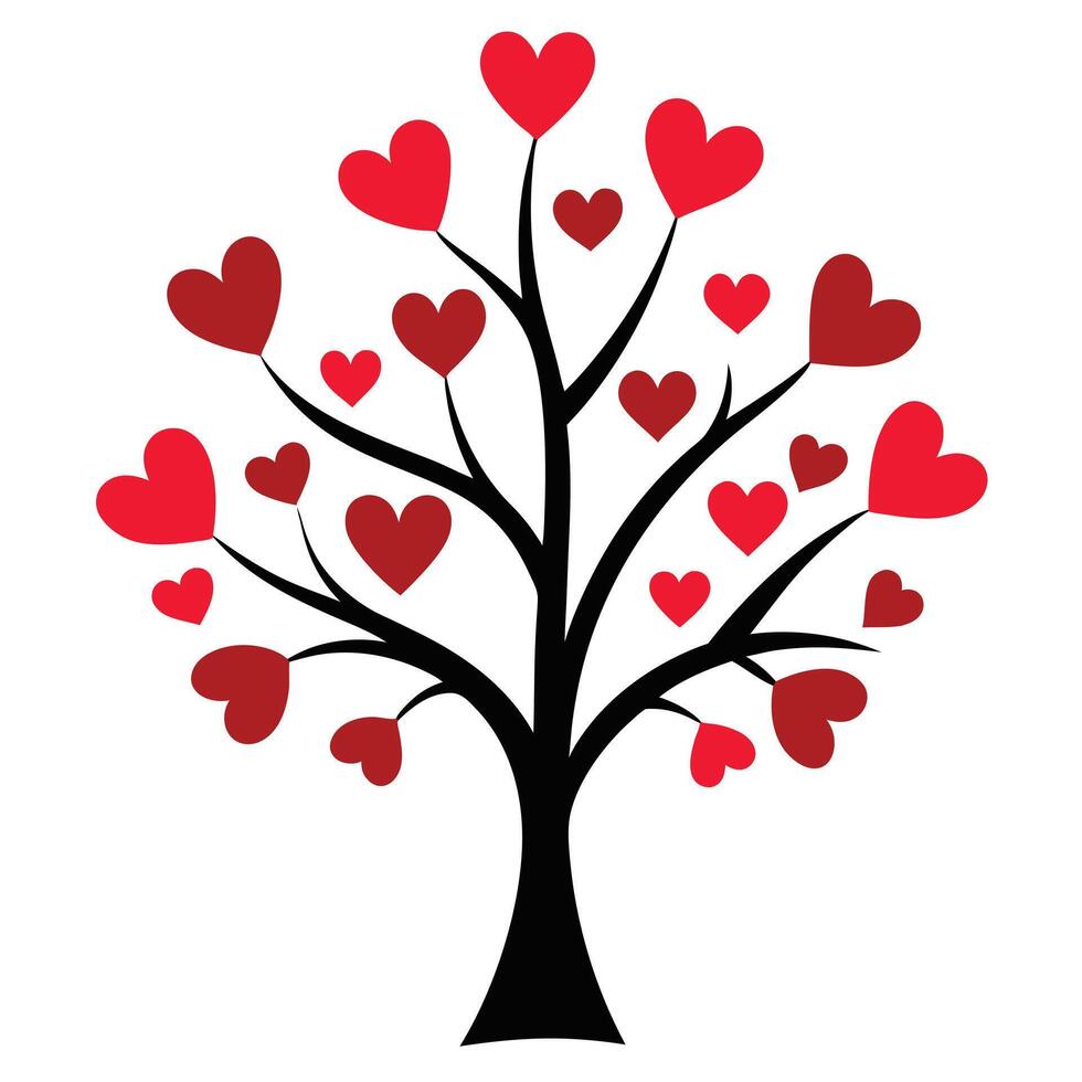 Minimalist tree with hearts design vector