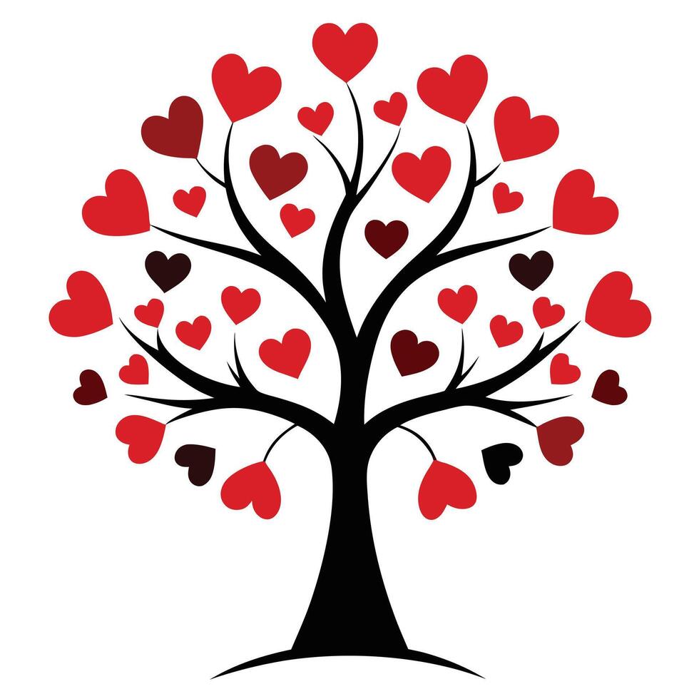 Happy valentine day tree with heart vector