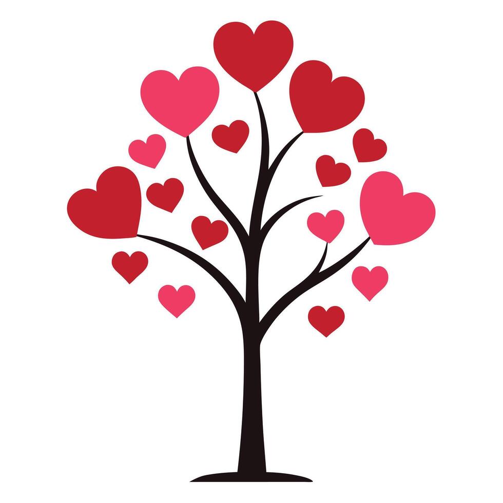 Heart tree silhouette for romantic artwork vector