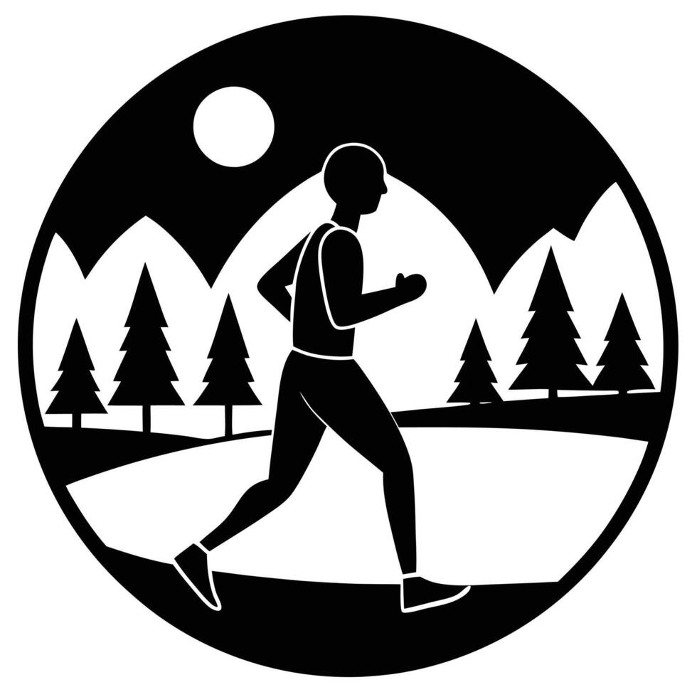 Jogger in Park Silhouette Isolated on White vector