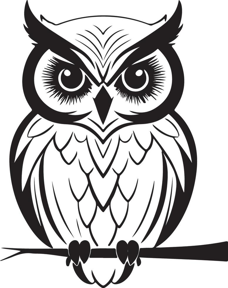Fifth Owl Silhouette Isolated on White vector