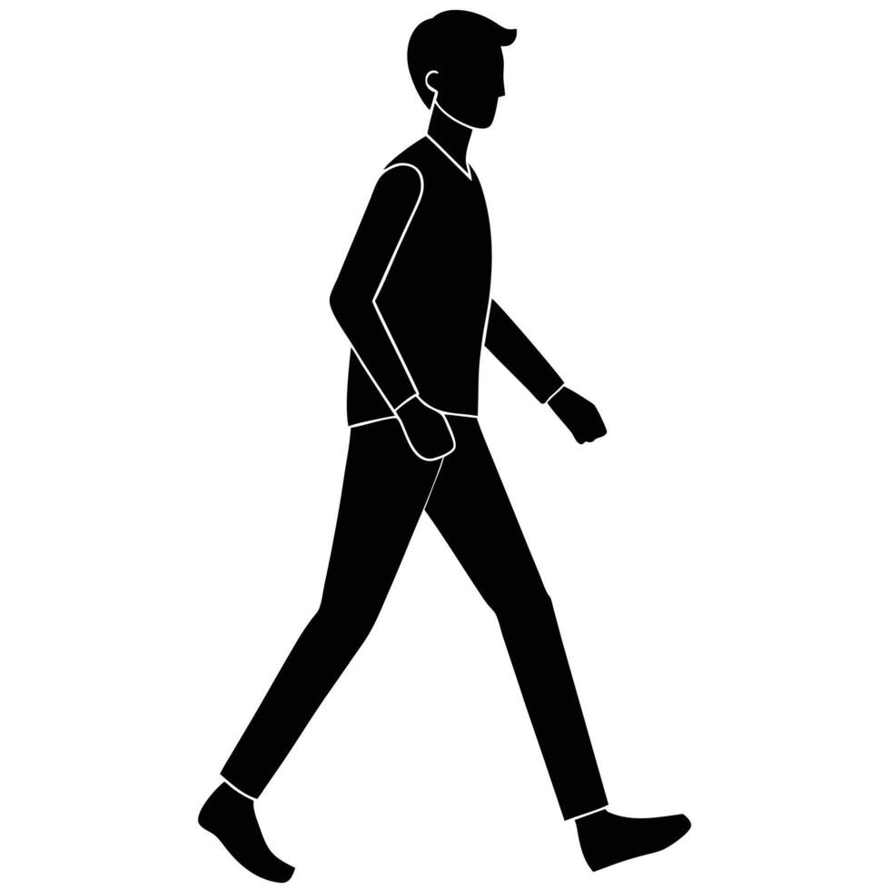 Man Walking Silhouette Isolated on White vector