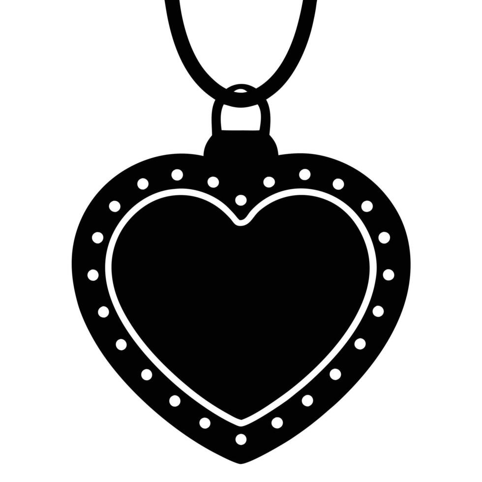 Silhouette of Heart Locket on White Background Representing Love vector