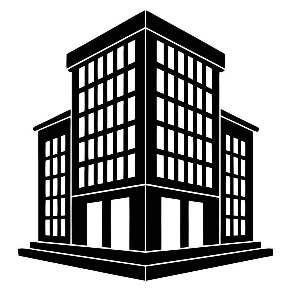 Office Building Silhouette Design Isolated on White vector
