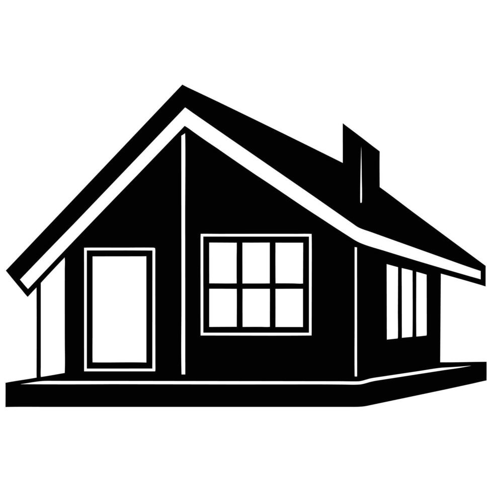 Modern House Silhouette on White Background vector