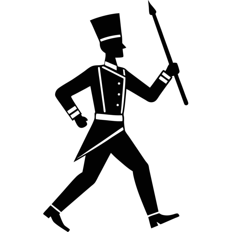 Marching Man Silhouette Illustration on White vector