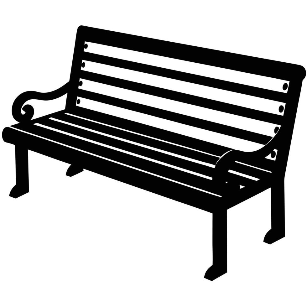 Park Bench Silhouette Isolated on White Background vector