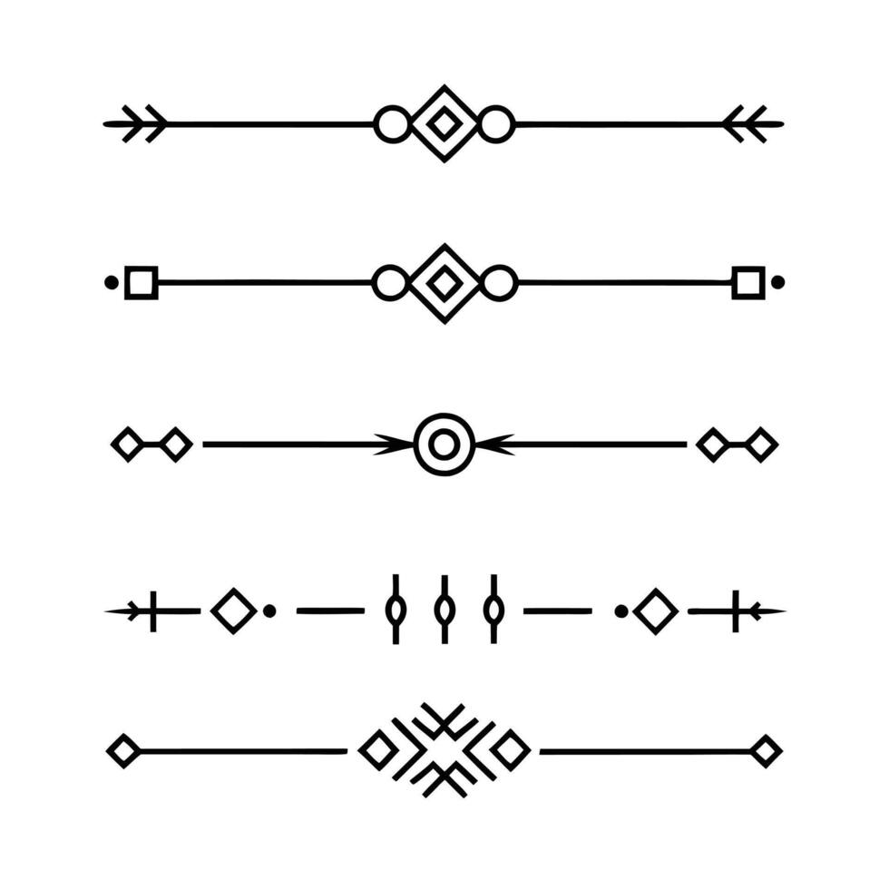 Line dividers with artistic calligraphy elements vector