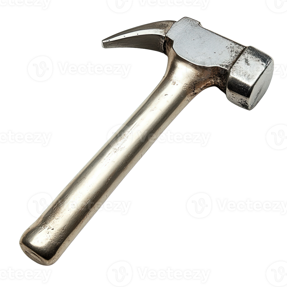 Heavy-Duty Claw Hammer with a Flat Striking Surface and Curved Nail Puller Isolated on a Transparent Background png