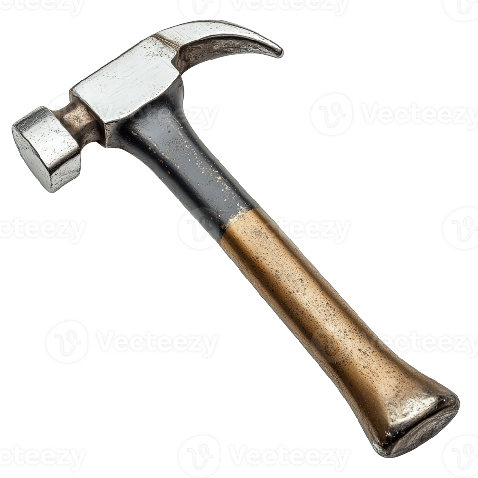 Claw Hammer with a Black and Bronze Metal Handle Isolated on a Transparent Background png