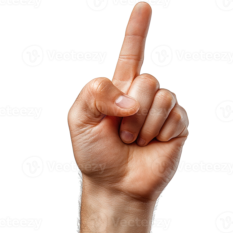 Hand with an Extended Index Finger Signifying Attention Isolated on Transparent Background png