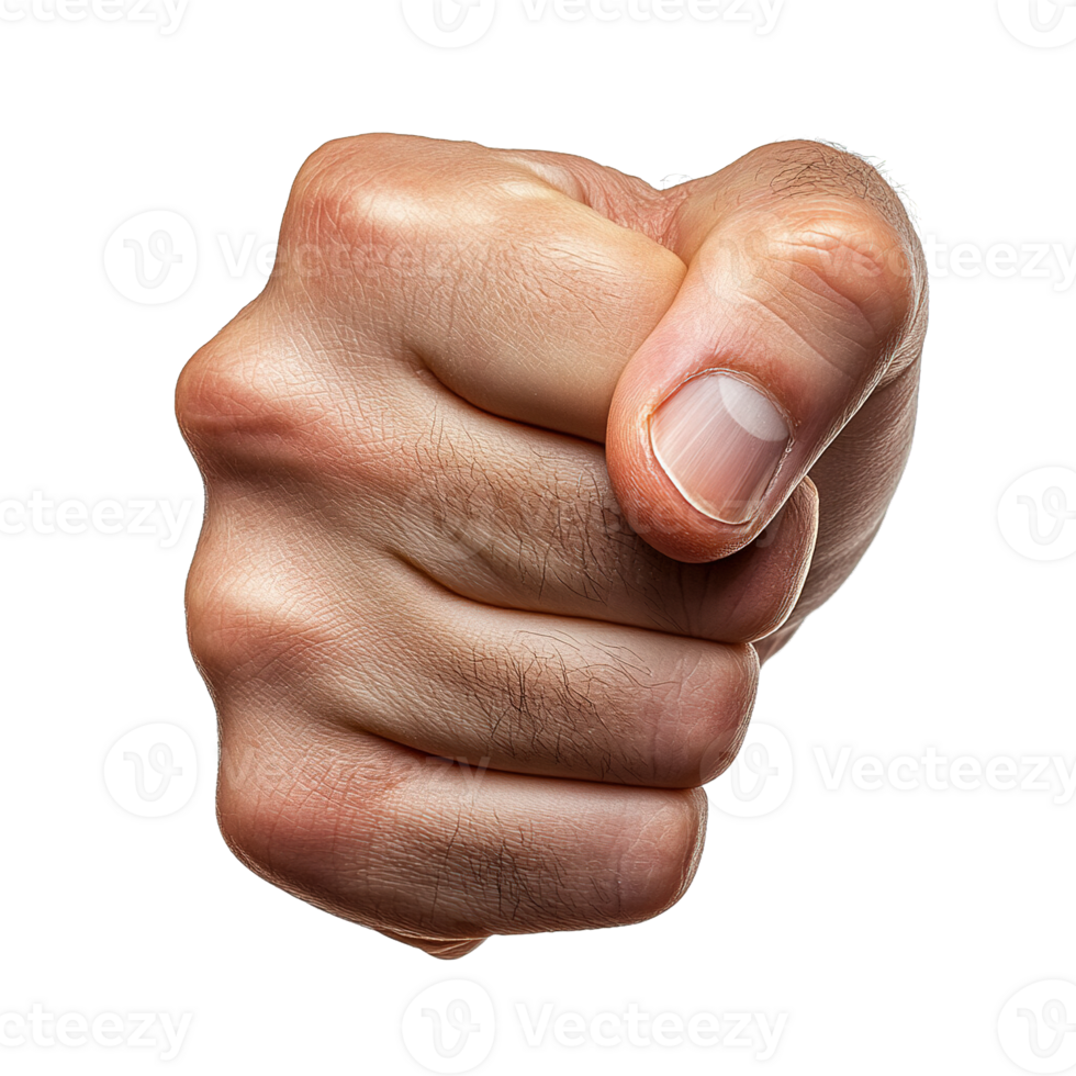 Close-Up of a Determined Clenched Fist Isolated on Transparent Background png
