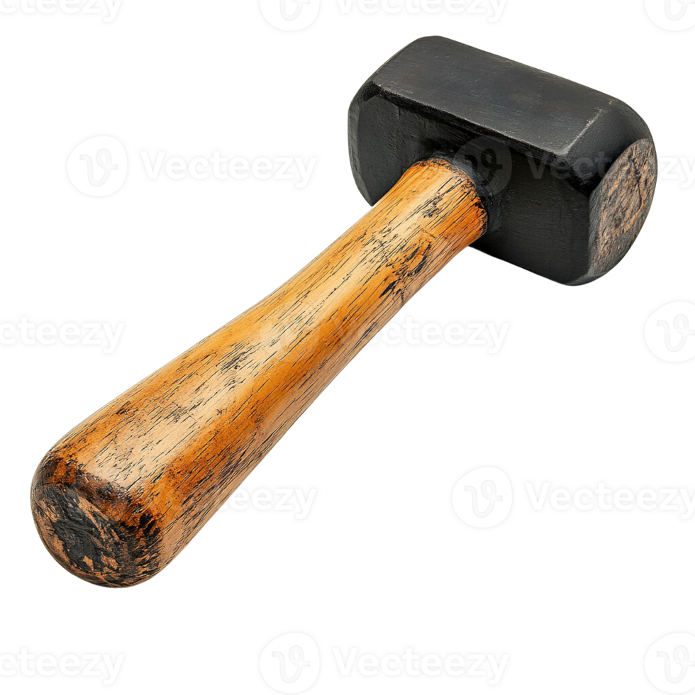 Heavy-Duty Sledgehammer with a Rugged Metal Head and Sturdy Wooden Handle on Transparent Background png