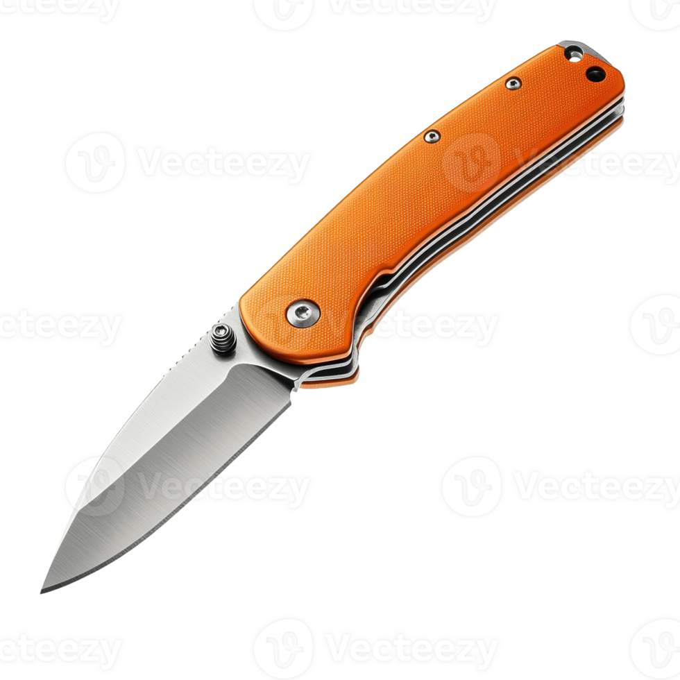 Retractable Utility Knife with Sharp Blades and Detailed Handle Textures Isolated on a Transparent Background png