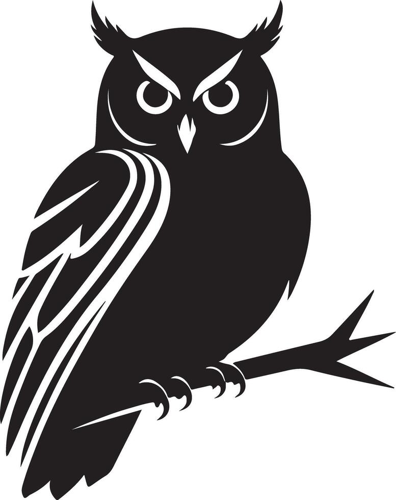 Third Owl Silhouette Illustration on White vector