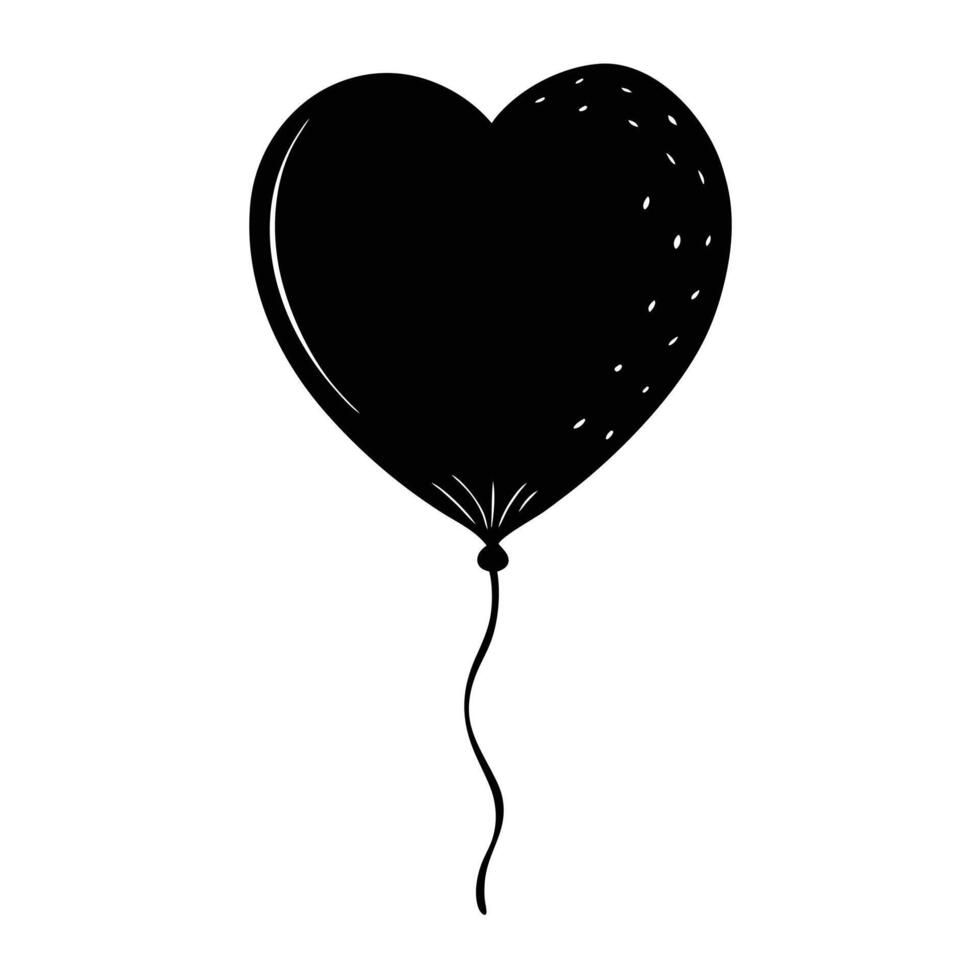Heart Shaped Balloon Silhouette on White vector