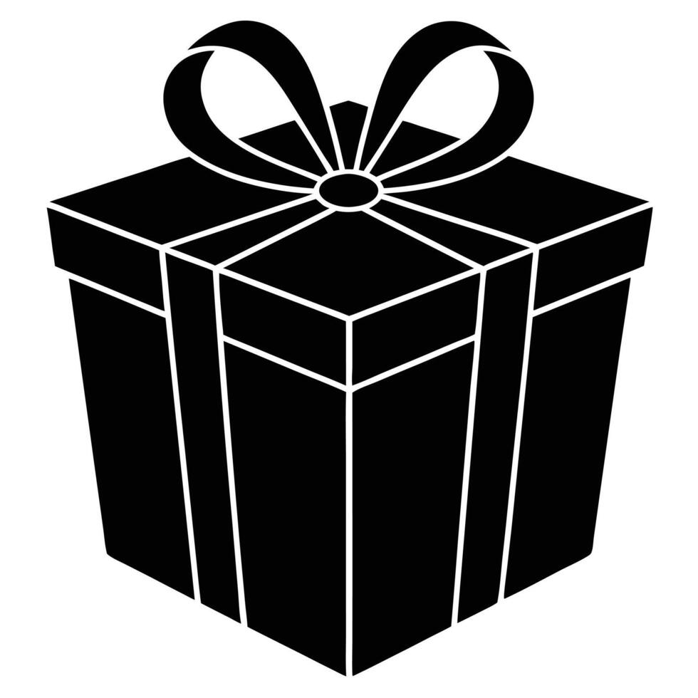 Large Gift Box Silhouette on White vector