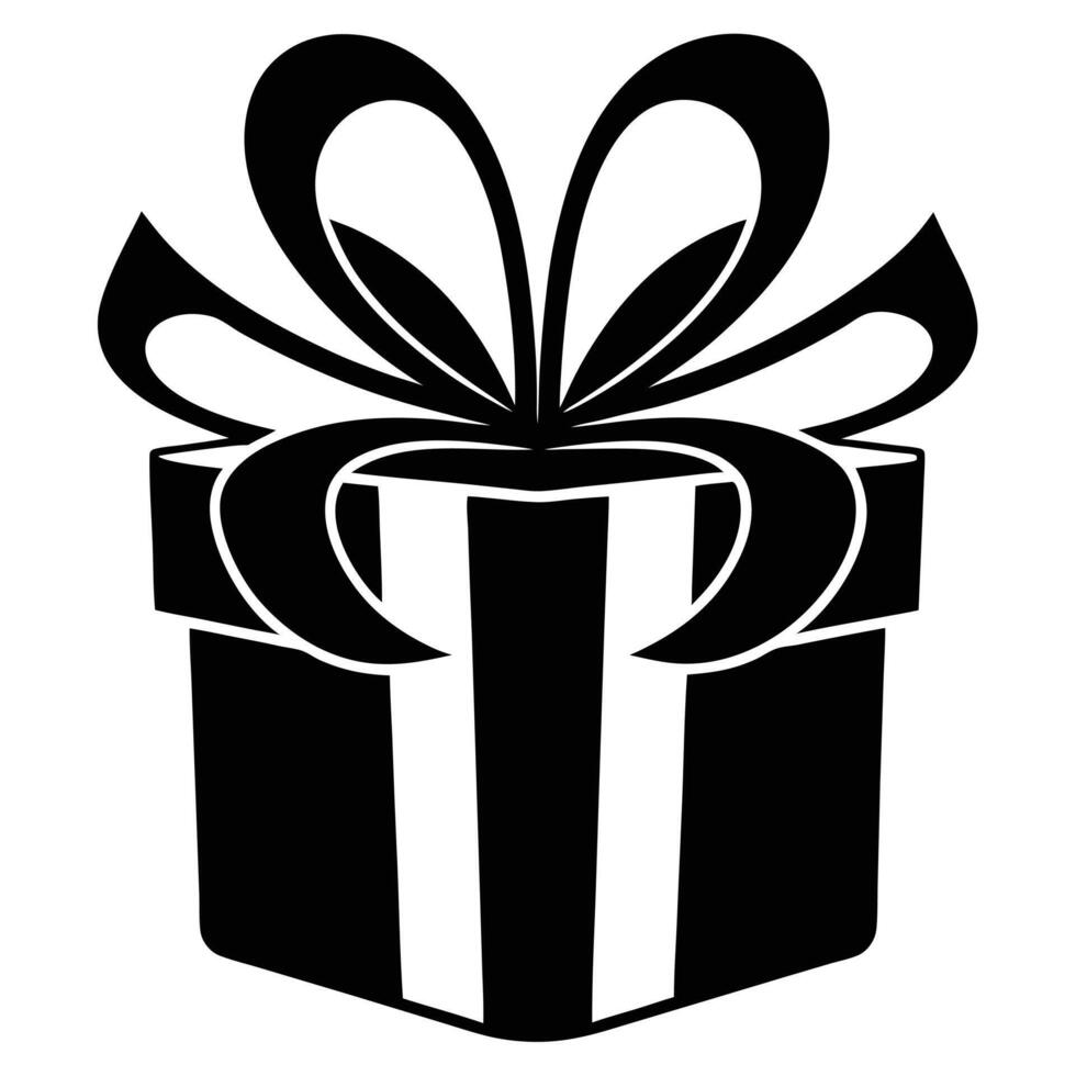 Gift Box with Ribbon Tails Silhouette vector
