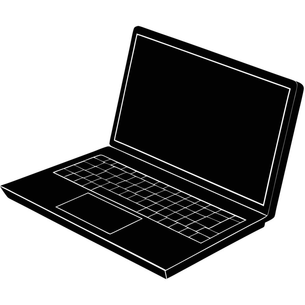 Laptop Silhouette Illustration on White Background vector