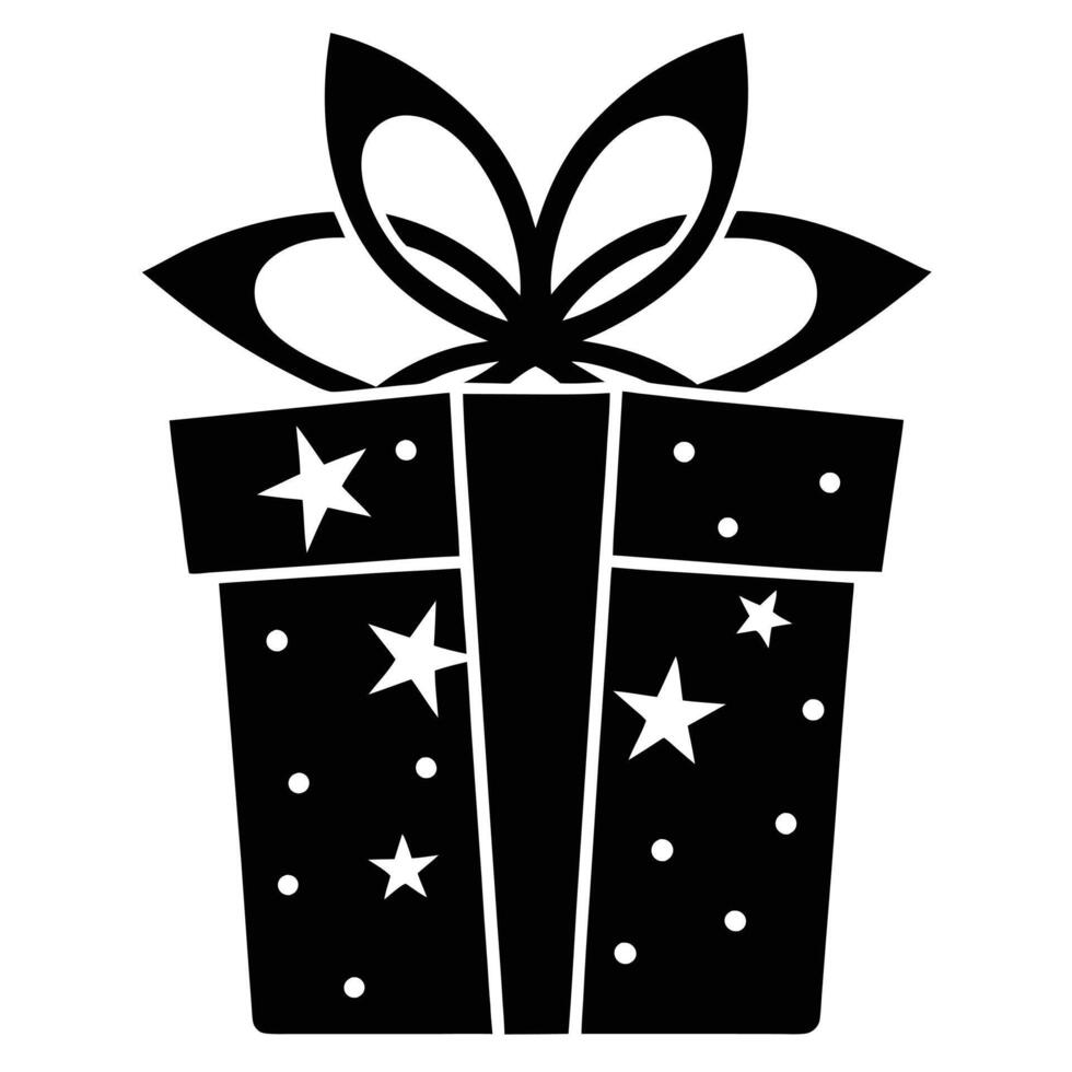 Gift with Star Pattern Silhouette Illustration vector