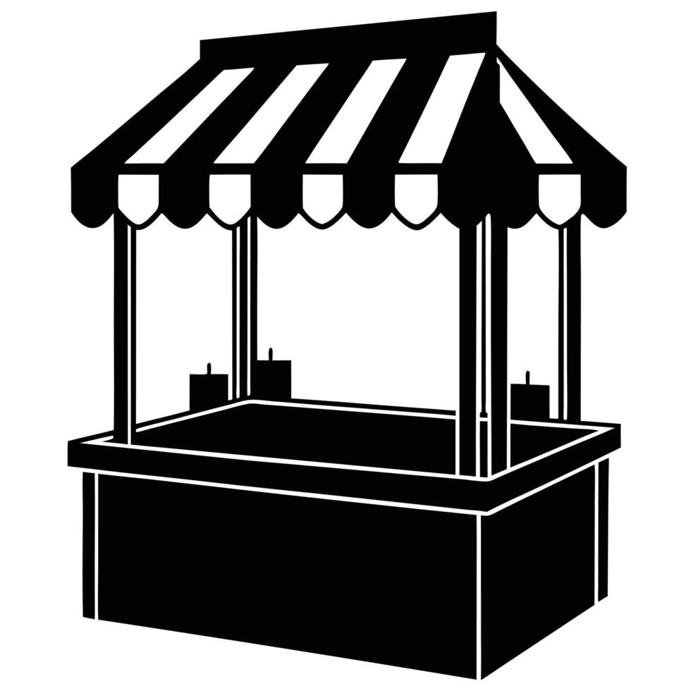 Market Stall Silhouette on White vector