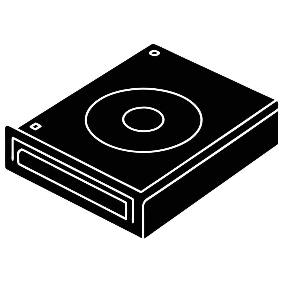 Optical Drive Silhouette on White Background vector