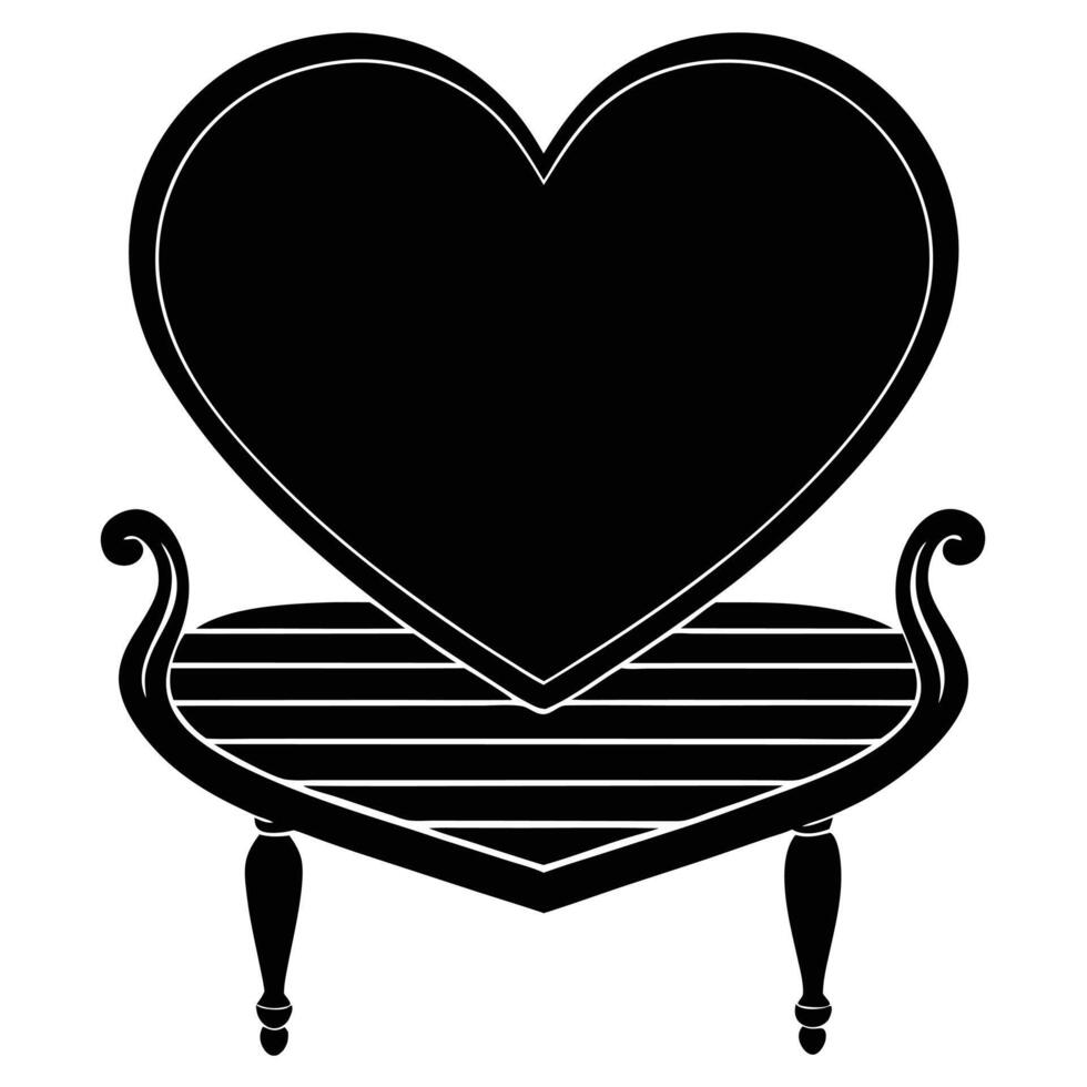 Heart Bench Silhouette Isolated on White vector