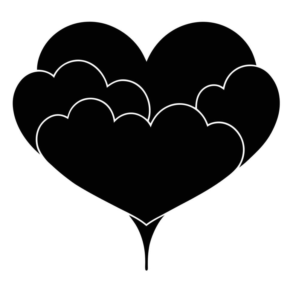 Heart Shaped Cloud Silhouette on White vector