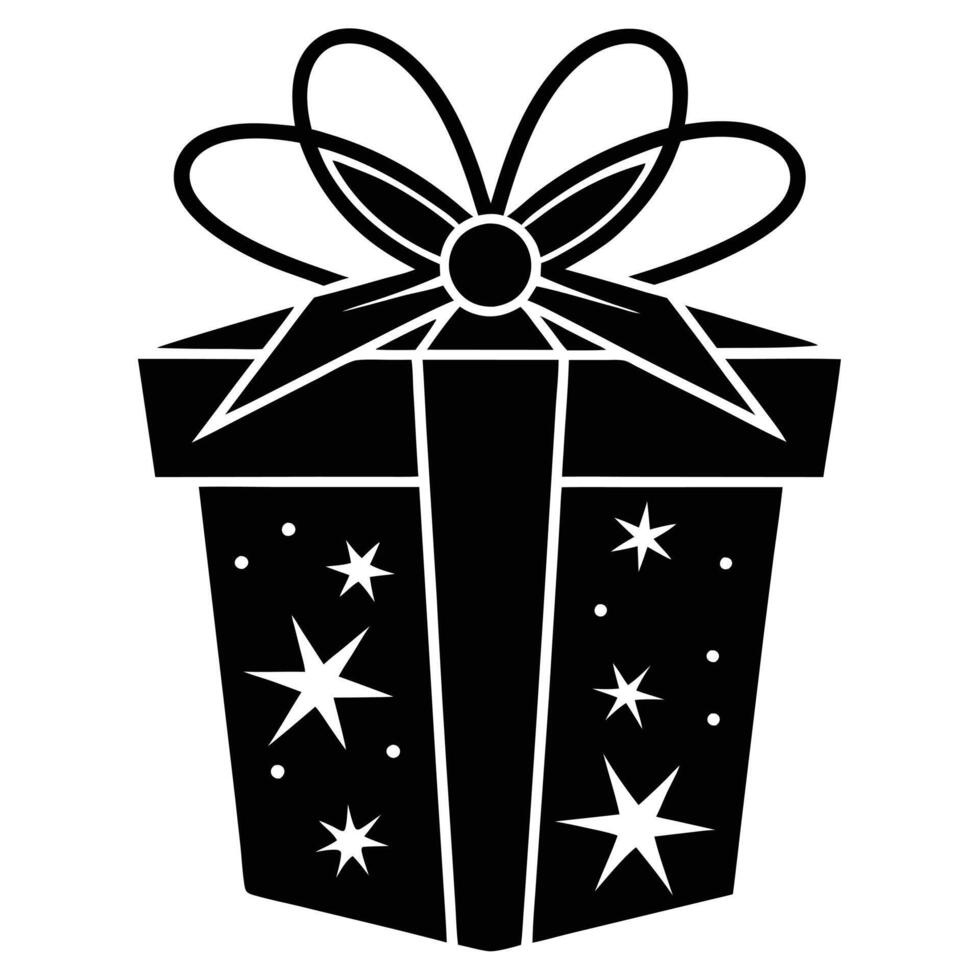 Gift Box with Sparkles Silhouette vector