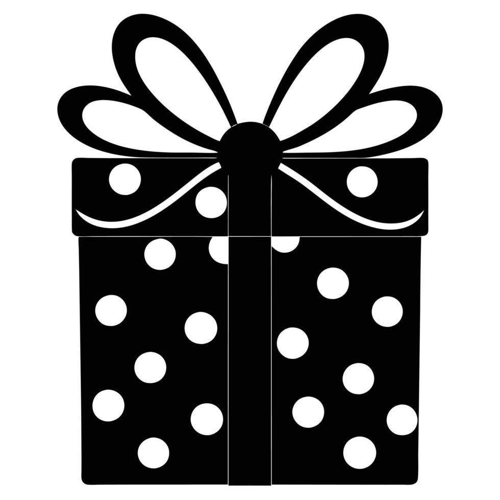 Gift Box with Polka Dots Silhouette Illustration vector