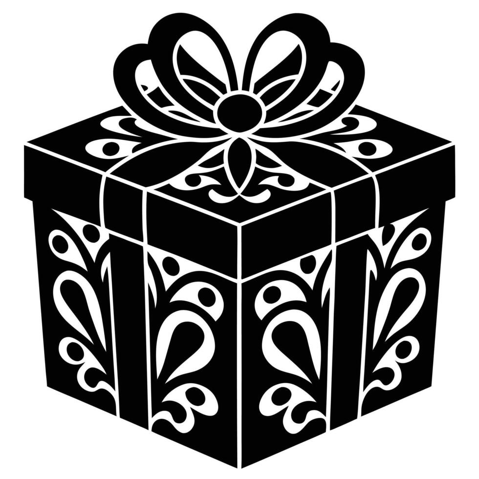 Ornamental Gift Box Silhouette Isolated vector