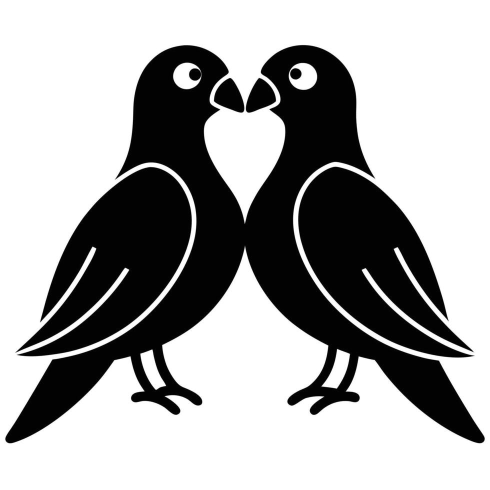 Lovebirds Silhouette on White Background vector