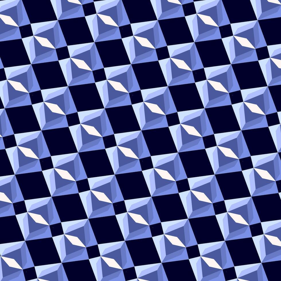 Cool toned blue diamond abstract pattern of geometric shapes with a minimalist aesthetic. vector