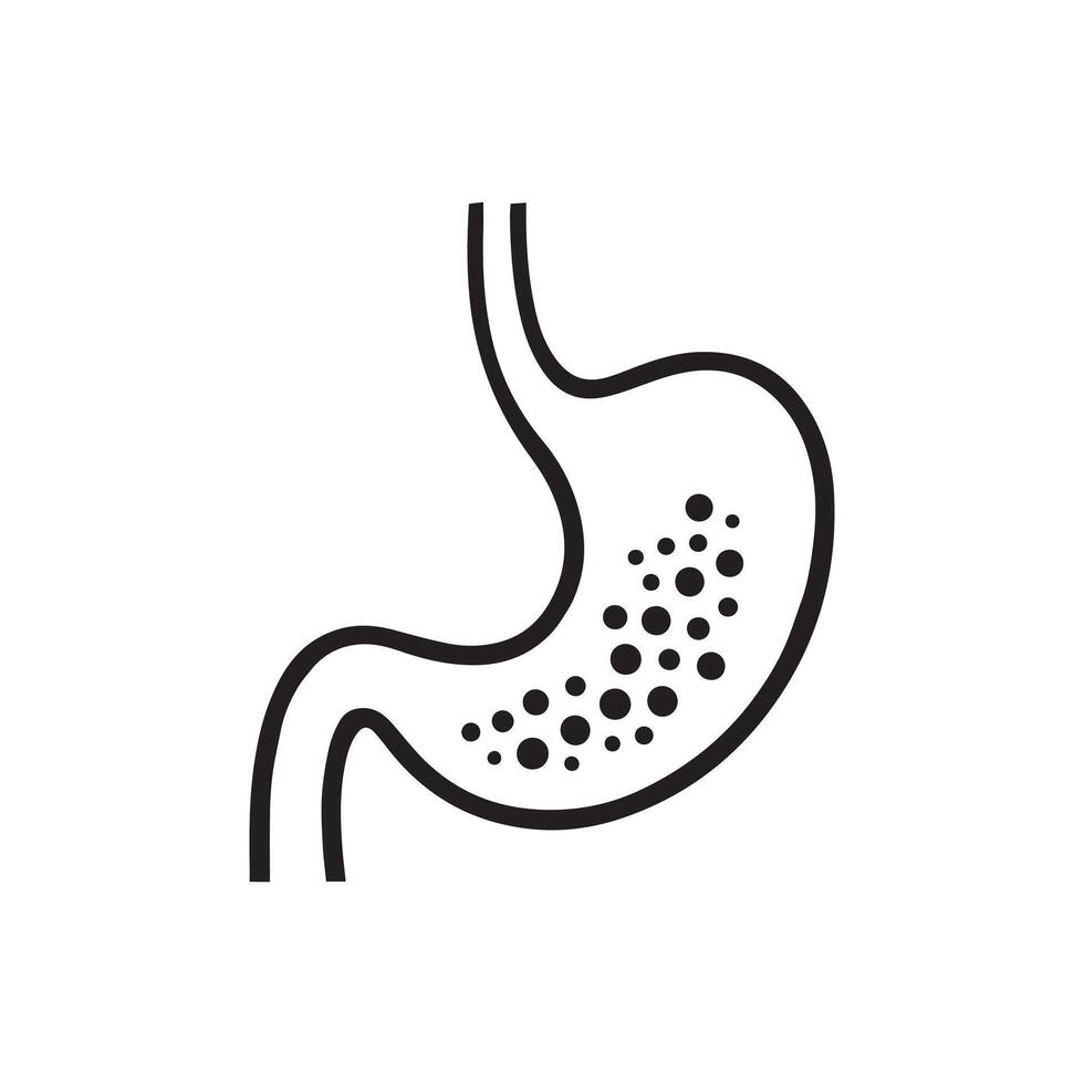 Human Stomach Medical Illustration with Gastric Activity Minimalist Design vector