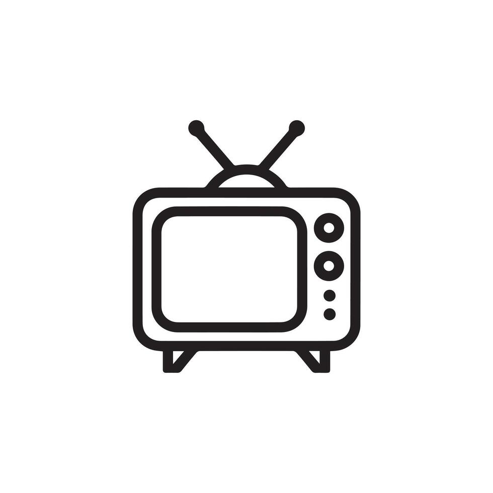 Minimalist Retro Television Icon with Antenna and Buttons vector