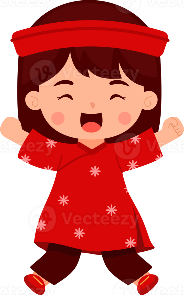 Cute New Year Girl in traditional Clothing png