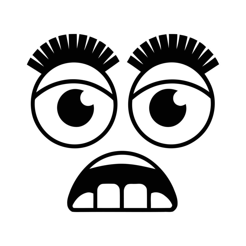 Surprised Cartoon Face Silhouette Graphic vector
