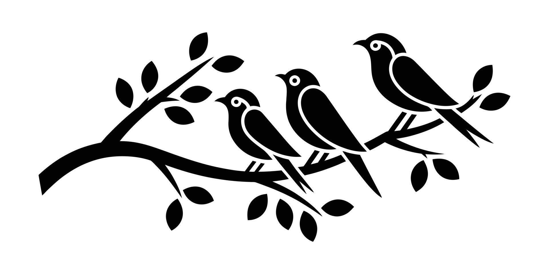Elegant Black and White Birds on a Branch Design vector