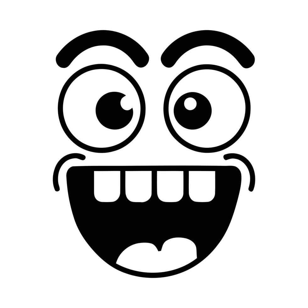 Funny cartoon face with exaggerated expression vector