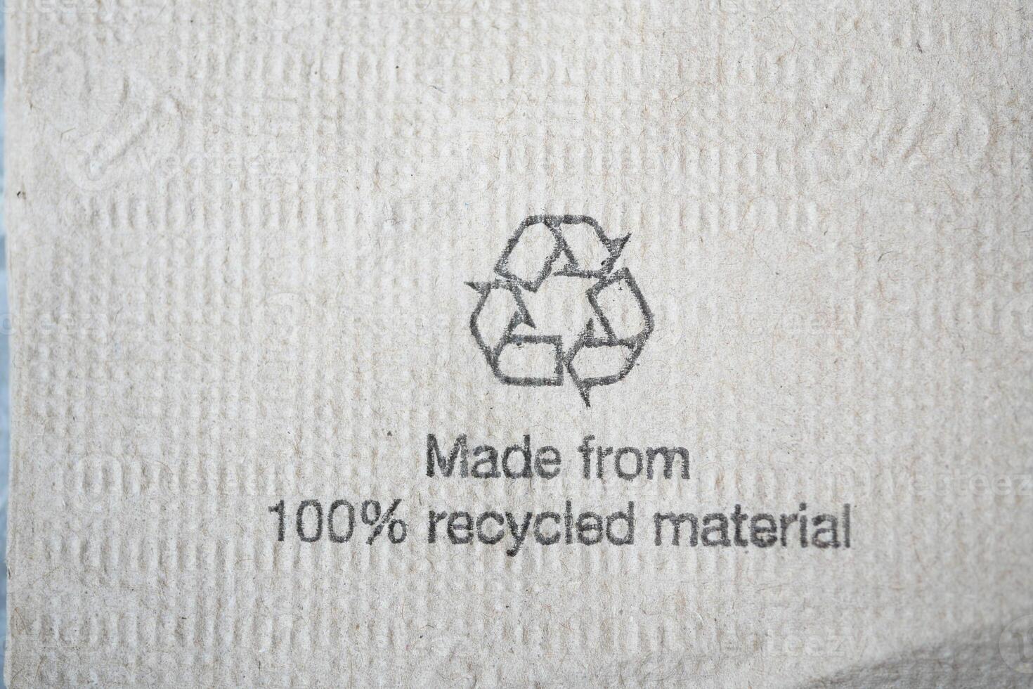 EcoFriendly Product Made from 100 Recycled Material on a tissue photo