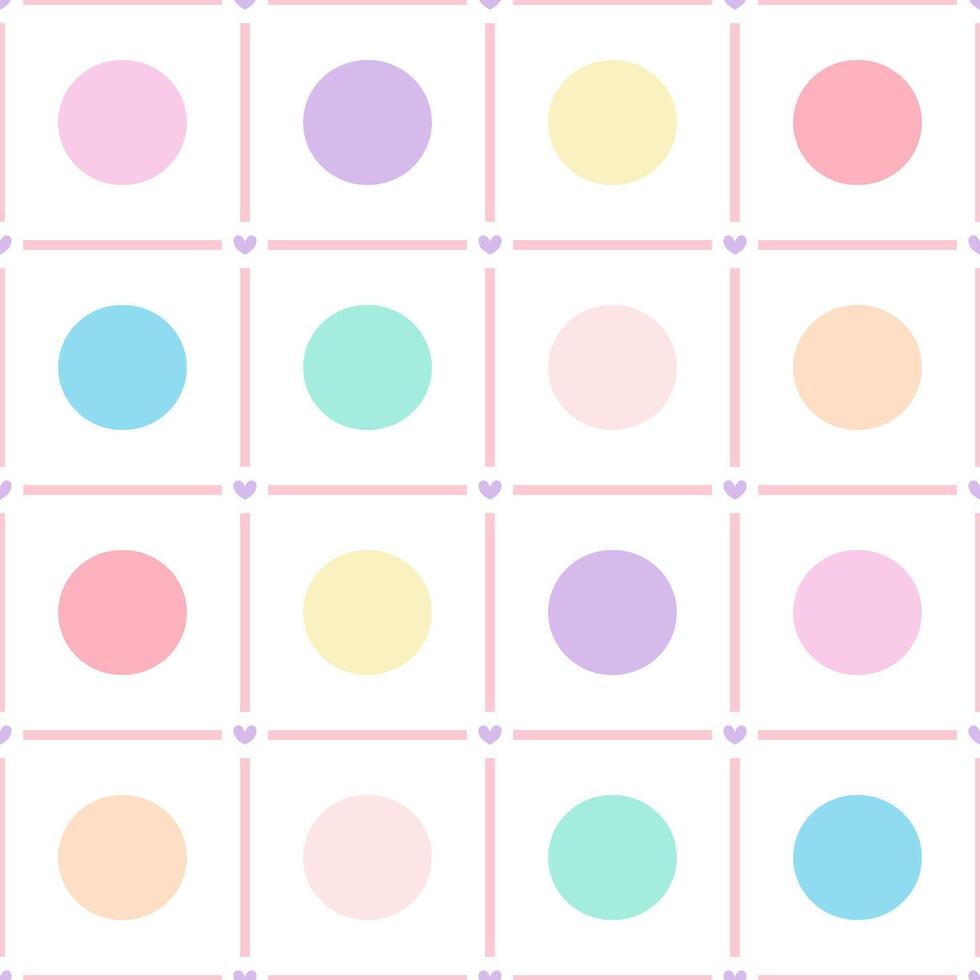 Checkered of polka dot pastel colorful with mini heart. Simple border on seamless pattern. vector