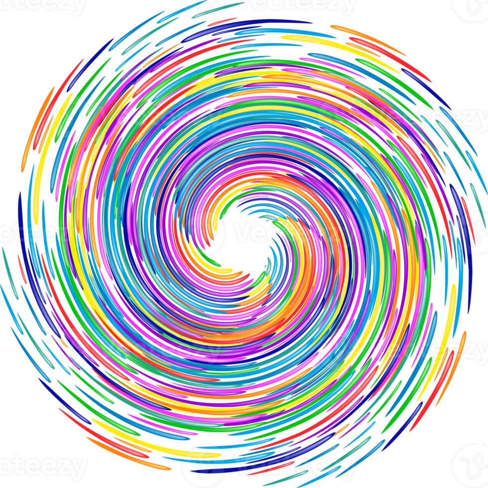 Colorful spiral, twirl element. Helix, volute and vortex icon png