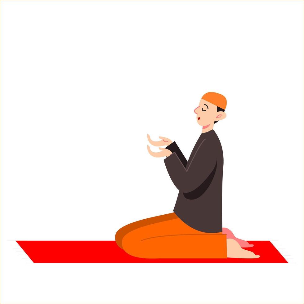 muslim man praying vector