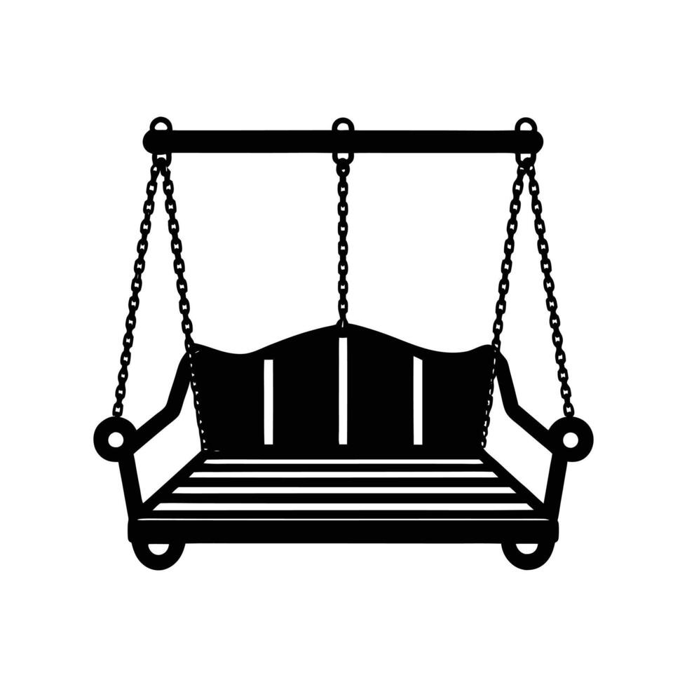 porch swing silhouette with white background vector