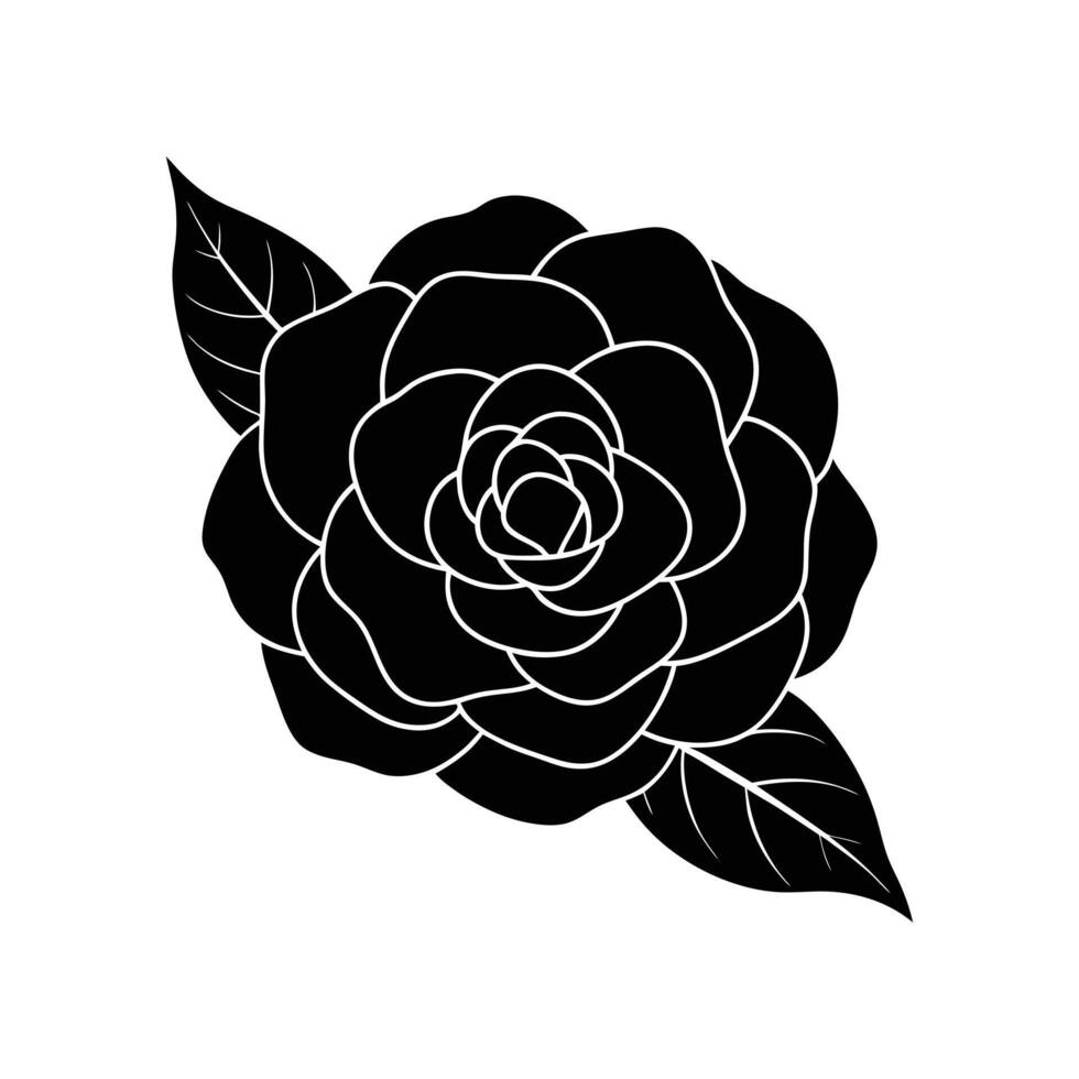 camellia icon flower silhouette illustration vector