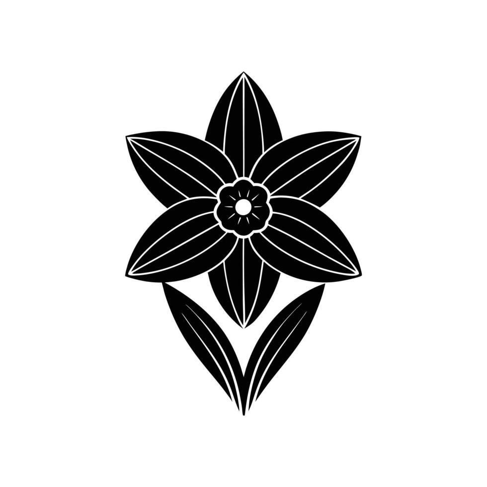 daffodil icon, flower silhouette illustration vector