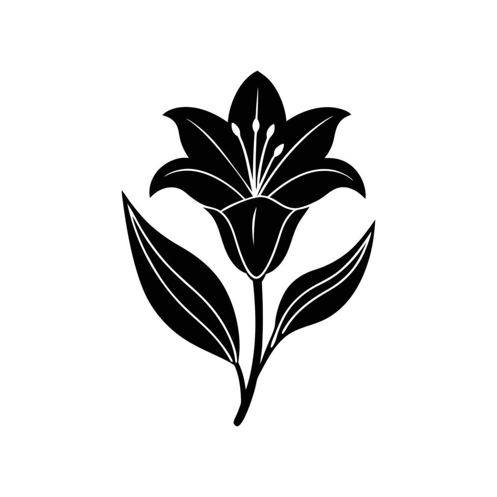 flower silhouette, freesia icon illustration vector