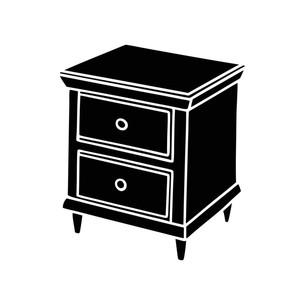 bedside table silhouette on white background vector