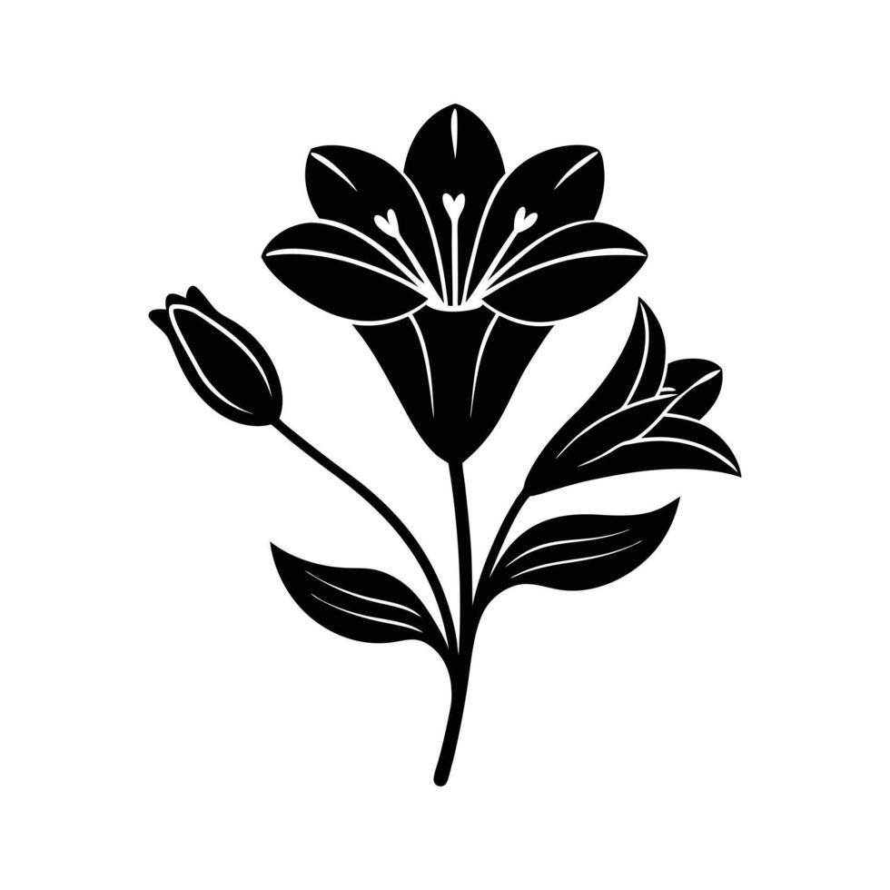 freesia flower silhouette illustration vector